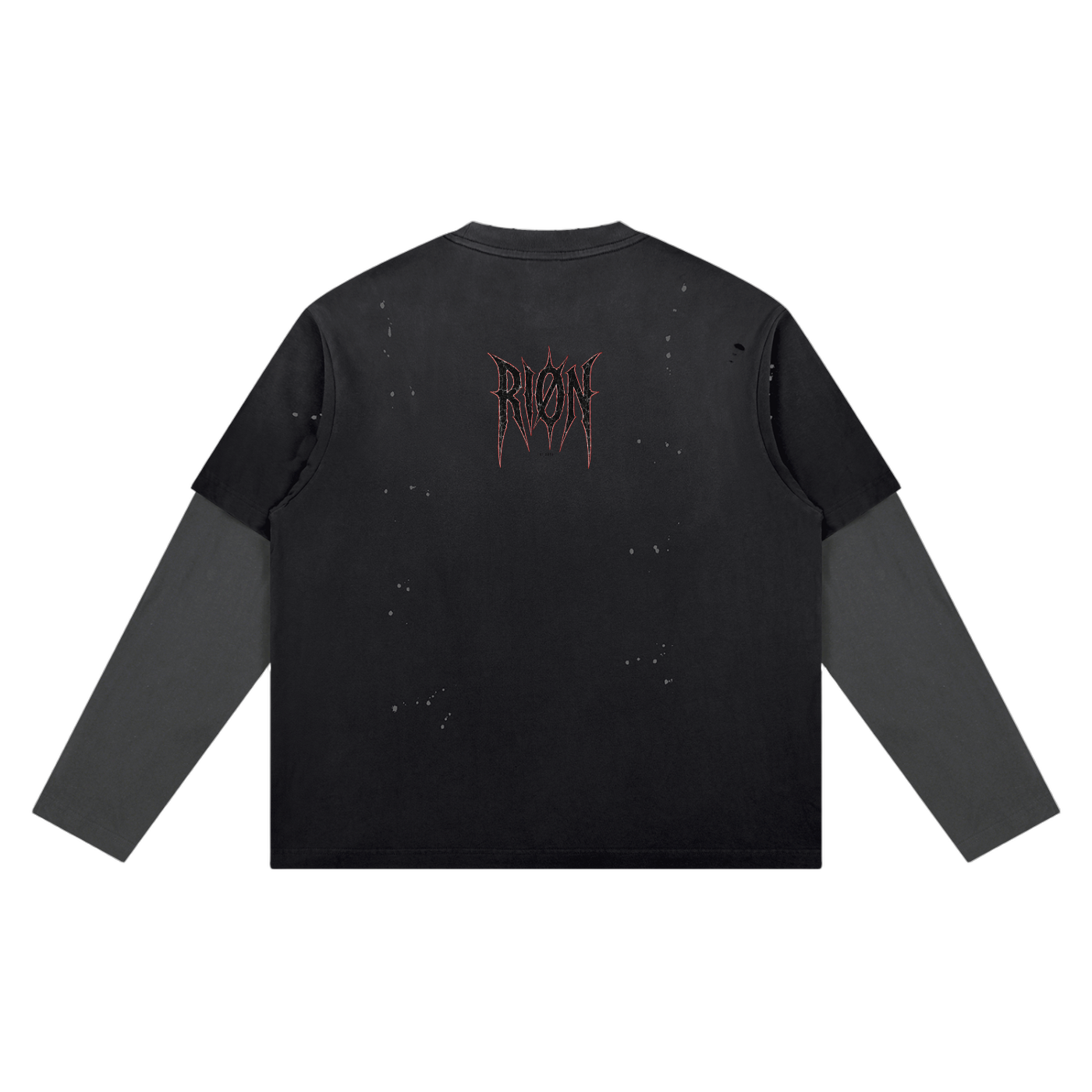 RIØN Layered Distress — Unisex Vintage Wash Distressed Layer T-Shirt — immagine prodotto su sfondo trasparente