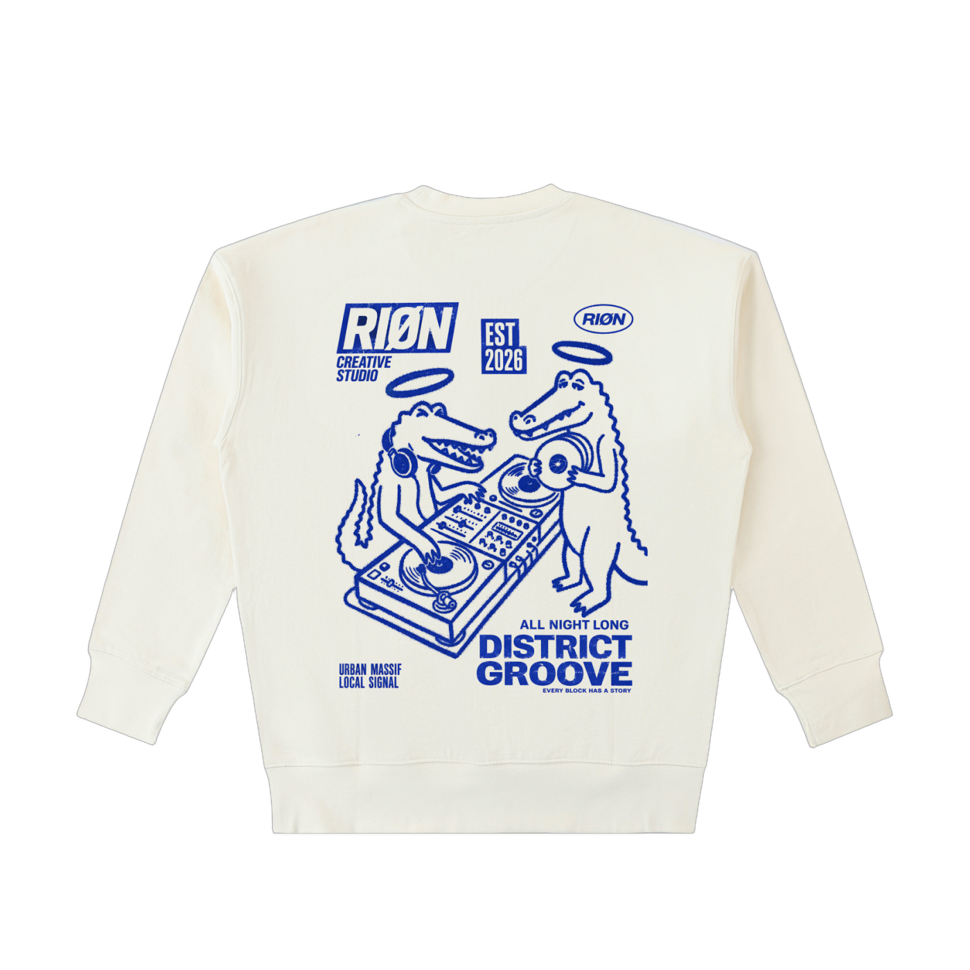 RIØN District Groove — Essential Heavyweight Cotton Sweatshirt — immagine prodotto su sfondo trasparente