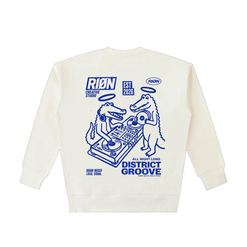 RIØN District Groove — Essential Heavyweight Cotton Sweatshirt — immagine prodotto su sfondo trasparente