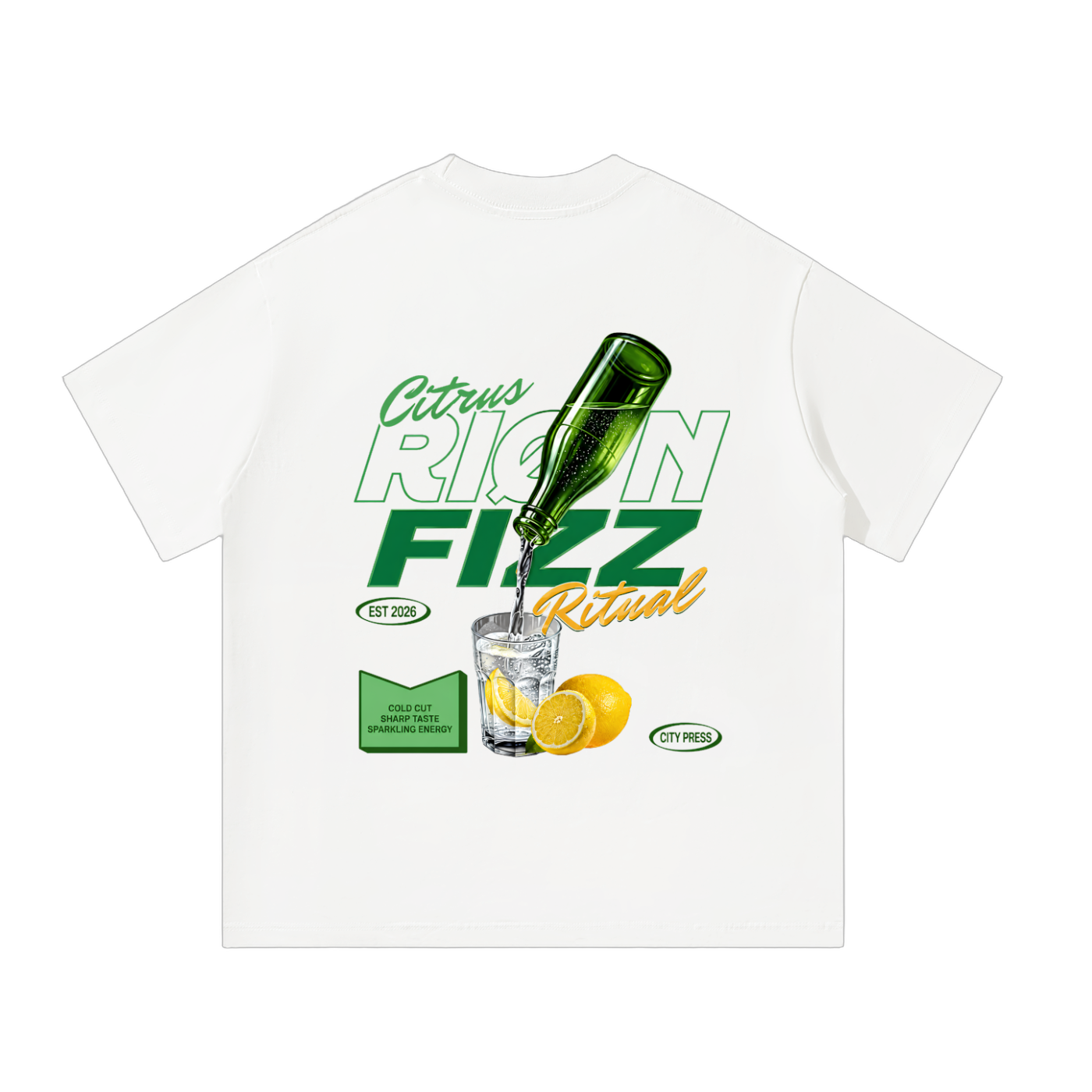 RIØN Citrus Ritual — Oversized Cotton T-Shirt — immagine prodotto su sfondo trasparente