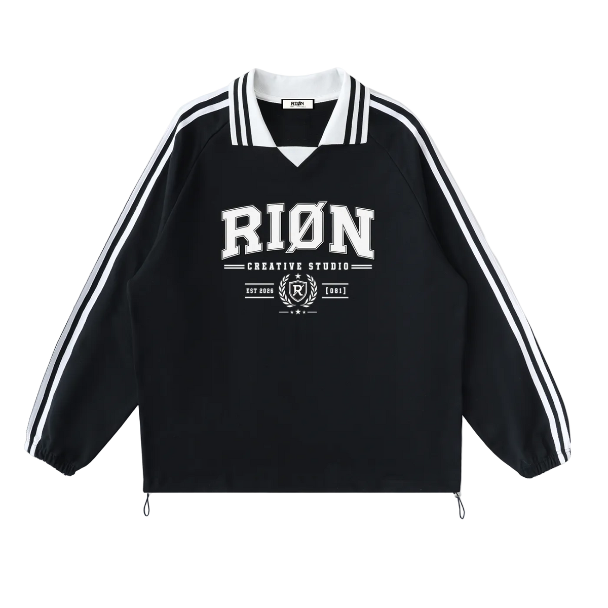 RIØN Trackline — Contrast Striped Lapel Collar Sweatshirt