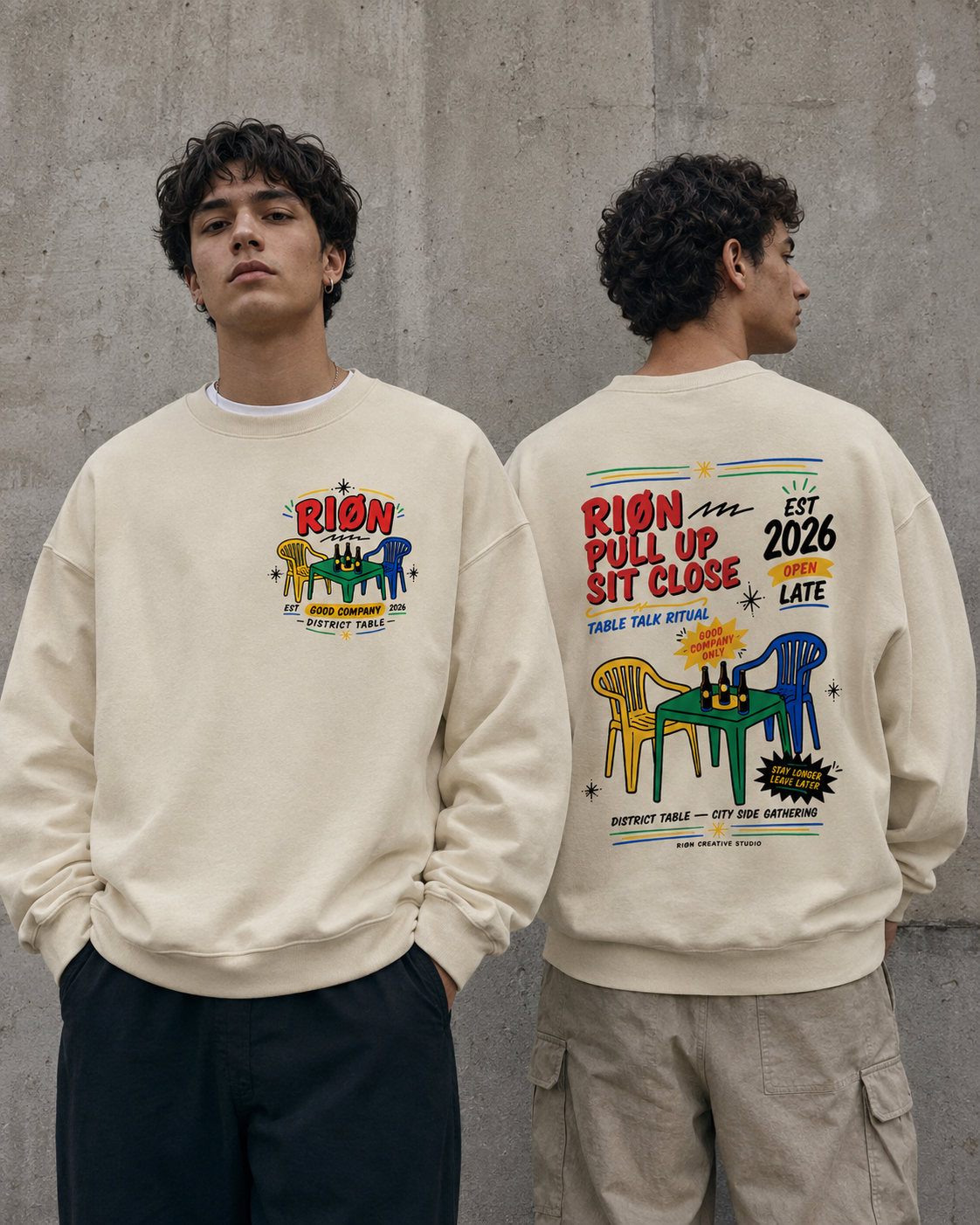 RIØN District Table — Heavyweight Cotton Sweatshirt
