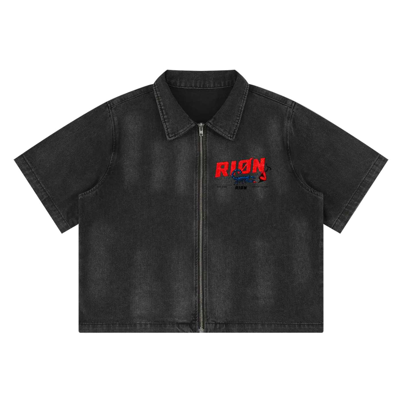 RIØN Bite The City — Vintage Washed Full-Zip Denim Shirt